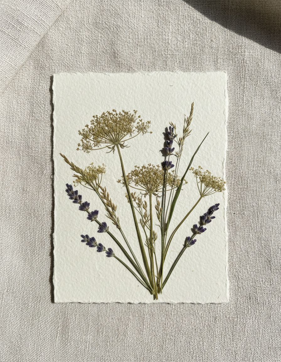 Minimal cream paper quote card with script signature